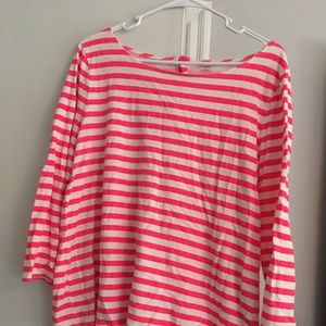 J. Crew top with bright pink stripes